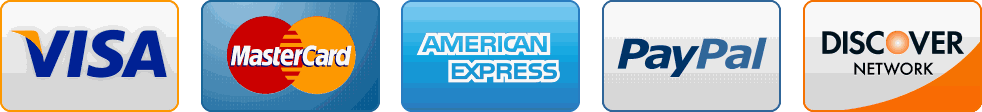 Aceptamos Visa, Mastercard, American Express, PayPal y Discover